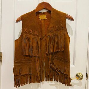 Vintage Suede Fringe Vest Leather Cowboy Western Hippy Cowboycore Size M
